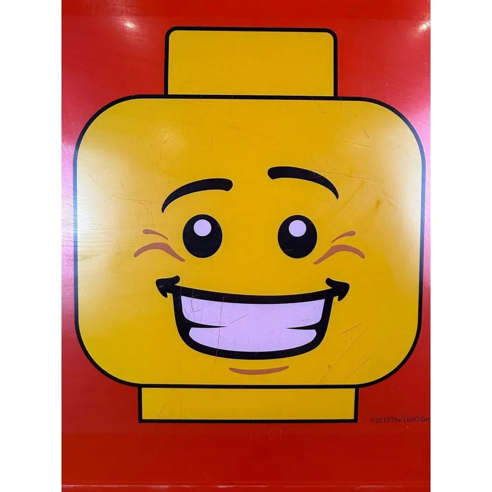 LEGO Minifigure Head Storage Case Bin Gently Used Lot of 2 Red Green